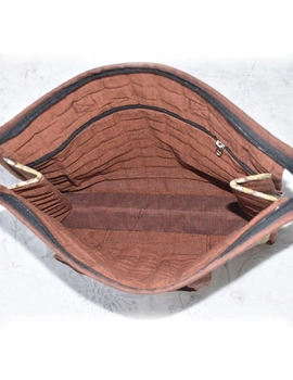 Kalamakari quilted tote bag - large - brown -TBKL05-1-sm
