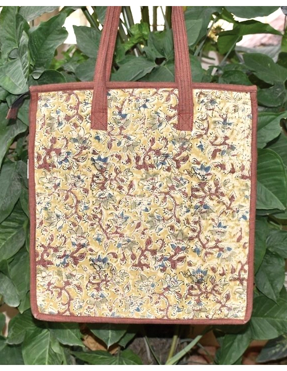 Kalamakari quilted tote bag - large - brown -TBKL05-2