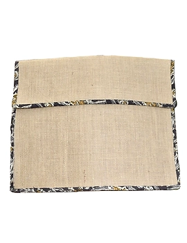 Jute slip Folder with blue Kalamkari Borders : SFJ02-3-sm