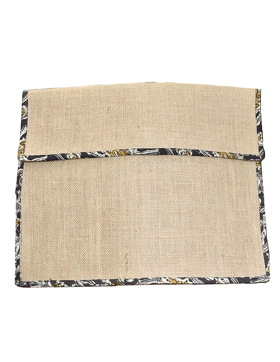 Jute slip Folder with blue Kalamkari Borders : SFJ02-3