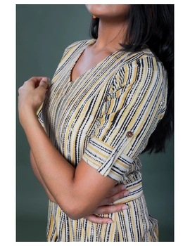 Kalamkari cotton Yellow striped jumpsuit : JS100A-S-2-sm
