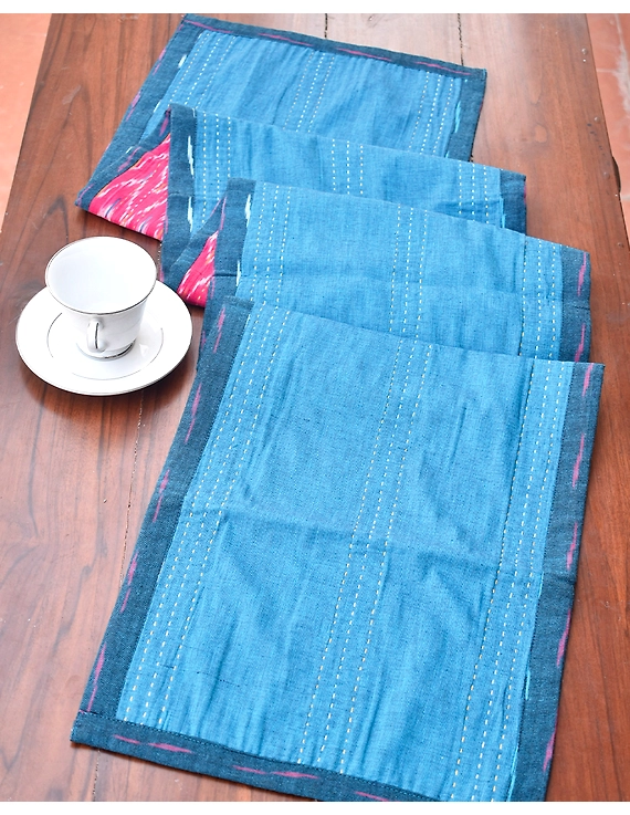 Blue And Pink Reversible Ikat Table Runners : HTR01-13 x 60-3