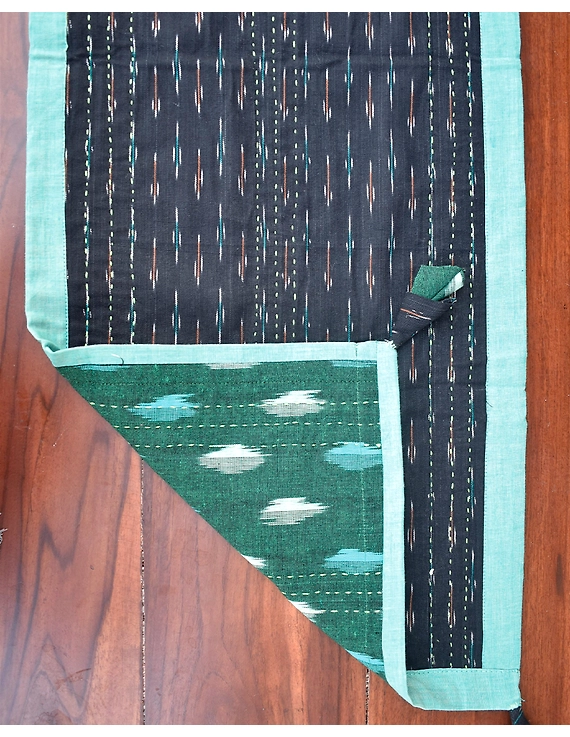 Green And Black Ikat Reversible Table Runner : HTR02-13 x 60-2