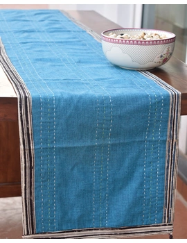 Red And Blue Embroidered Reversible Table Runner : HTR03-13 x 60-1-sm