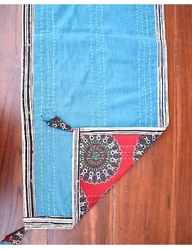 Red And Blue Embroidered Reversible Table Runner : HTR03-13 x 60-2-sm