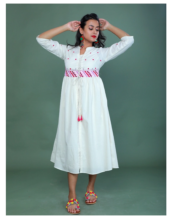 APPLIQUE WORK LONG JACKET DRESS WITH MATCHING INNER: LD710A-LD710Ah-S