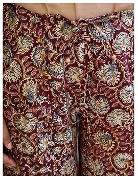 Narrow Fit Pants in Brown Kalamkari Cotton: EP03C-XXL-2-sm