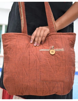 Rust colour quilted flat bag : TBI01-5-sm