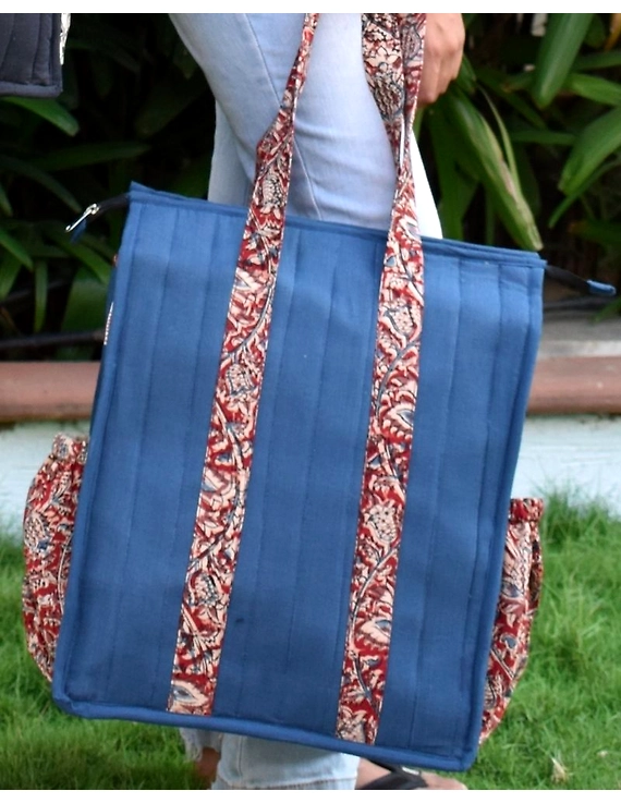 Blue Quilted vertical laptop bag : LBV01-LBV01