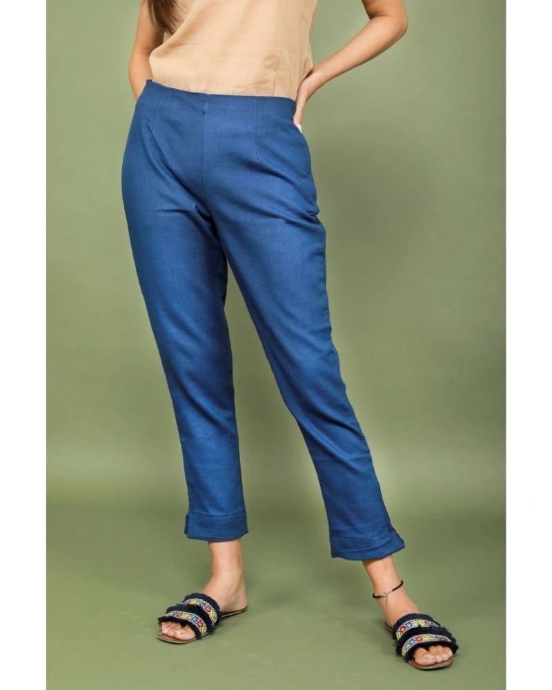 Black Cotton Narrow Pants Design by 28 Moons at Pernia's Pop Up Shop 2023
