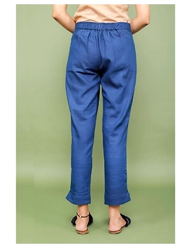 Cotton narrow pants with elasticated waist: EP02-Blue-M-4-sm