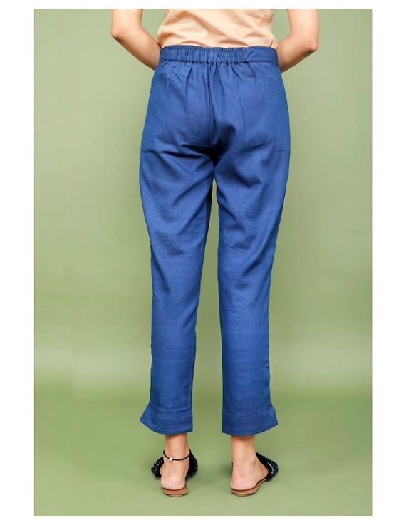 Cotton narrow pants with elasticated waist: EP02-Blue-M-4