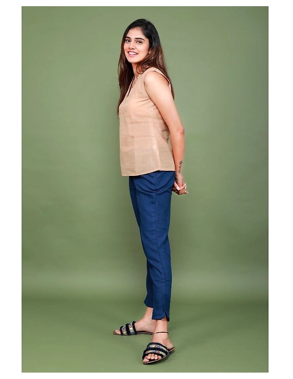 Cotton narrow pants with elasticated waist: EP02-Blue-XXL-2