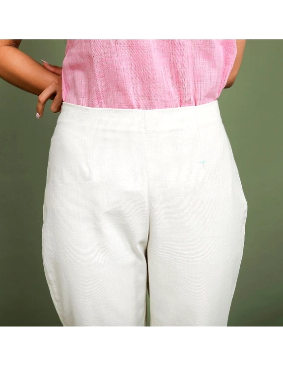 Cotton narrow pants with elasticated waist: EP02-Cream-XL-1