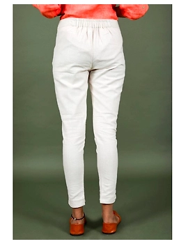 Cotton narrow pants with elasticated waist: EP02-Cream-XL-2-sm
