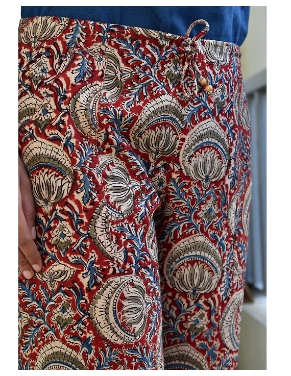 Narrow Fit Kalamkari Pants: EP03-S-Red-2
