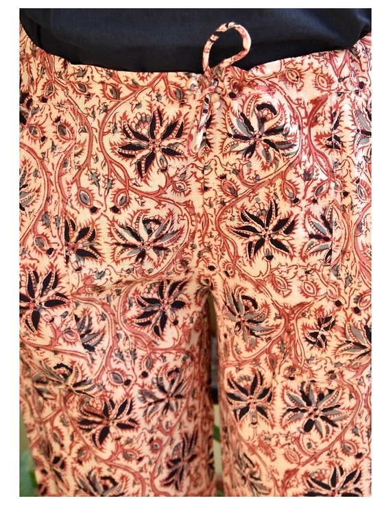 Narrow Fit Kalamkari Pants: EP03-Beige-XL-3