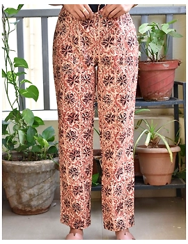 Narrow Fit Kalamkari Pants: EP03-Beige-XXL-1-sm