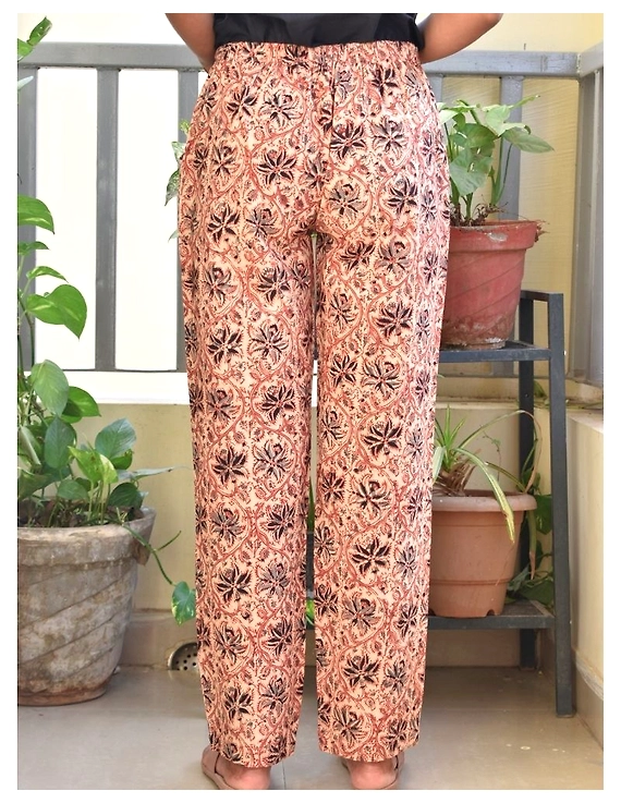Narrow Fit Kalamkari Pants: EP03-Beige-XXL-2