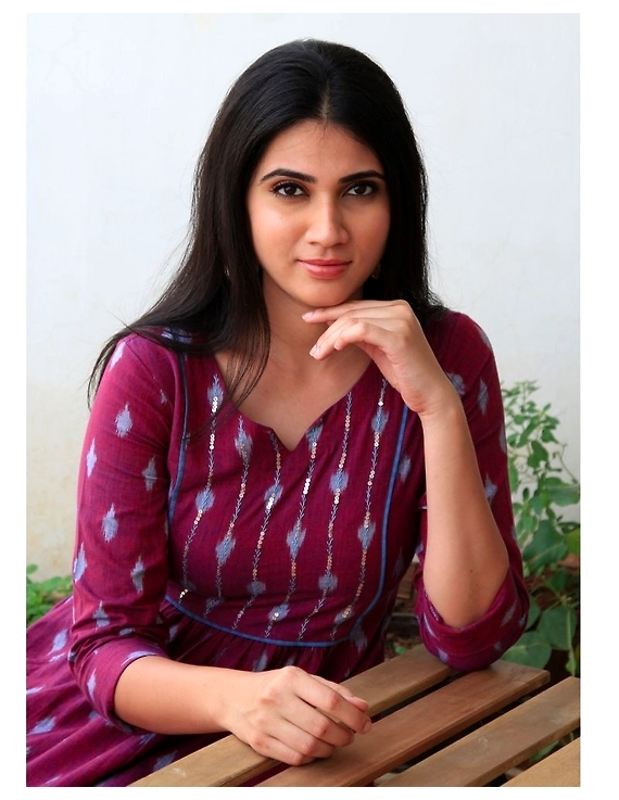 Ikat dress with embroidered yoke and front pockets: LD530-S-Purple-1