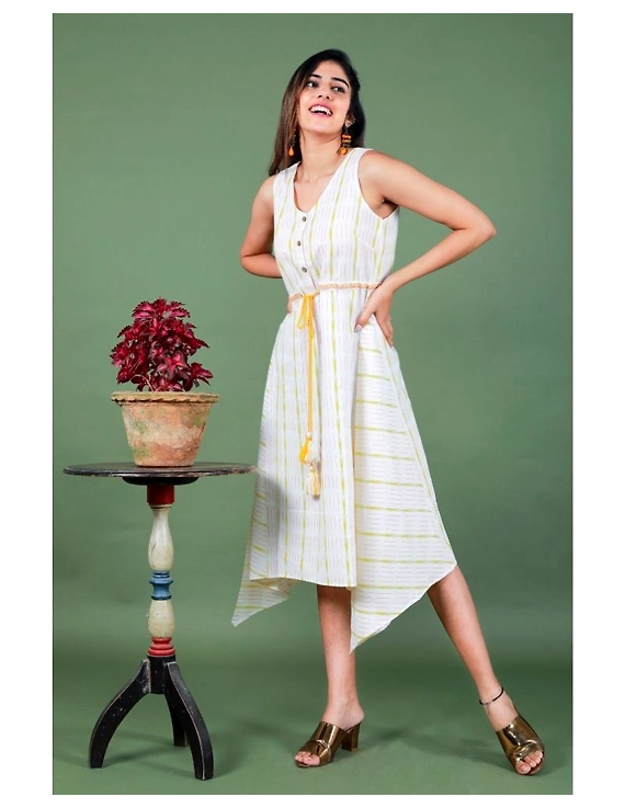 Sleeveless ikat dress with embroidered belt : LD640-LD640Al-XXL