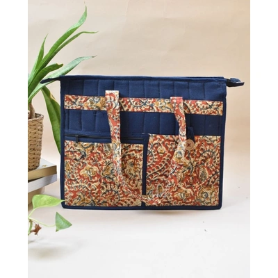 Jute and kalamkari laptop bag - blue : LBJ02