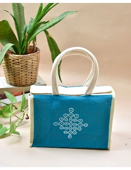 BLUE JUTE LUNCH BAG: MSL02-1-sm