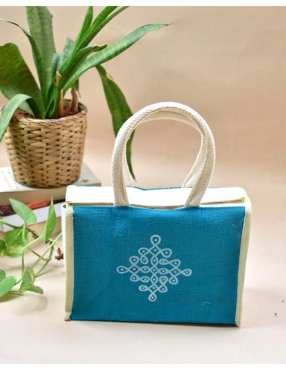 BLUE JUTE LUNCH BAG: MSL02-1
