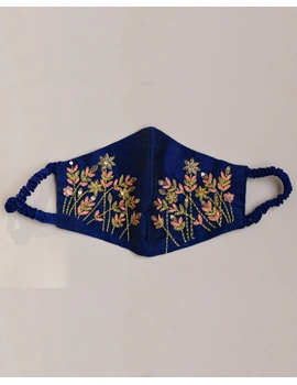 Pure silk mask with zardosi hand embroidery: ZM1-Blue-1-sm