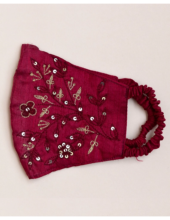 Pure silk mask with zardosi hand embroidery: ZM1-ZM1C