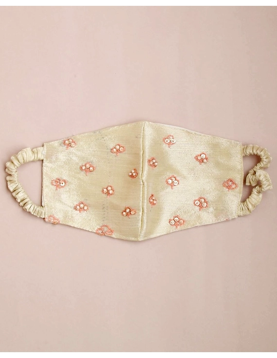 Semi silk mask with zardosi hand embroidery: ZM5-off white-1