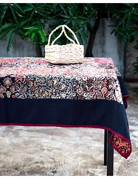 Six - eight seater patchwork table cloth with black and  red border: TBCR01D-TBCR01D-sm