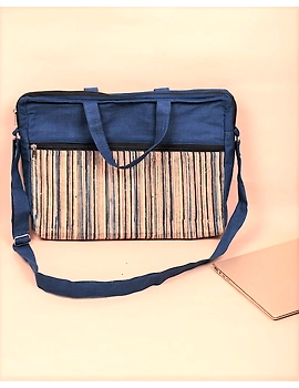 Kalamkari Laptop bag With Cross Body Strap - Blue : LBM01-LBM01-sm