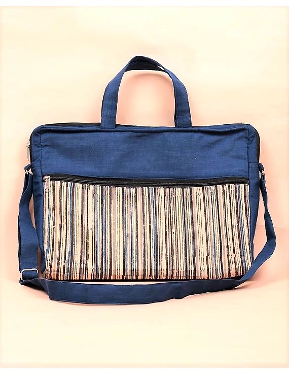 Kalamkari Laptop bag With Cross Body Strap - Blue : LBM01-1