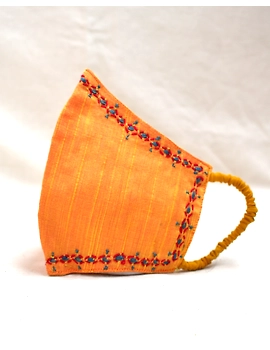 Hand embroidered silk masks : DM-Yellow-1-sm
