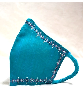 Hand embroidered silk masks : DM-Blue-1-sm