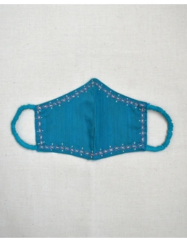 Hand embroidered silk masks : DM-Blue-2-sm