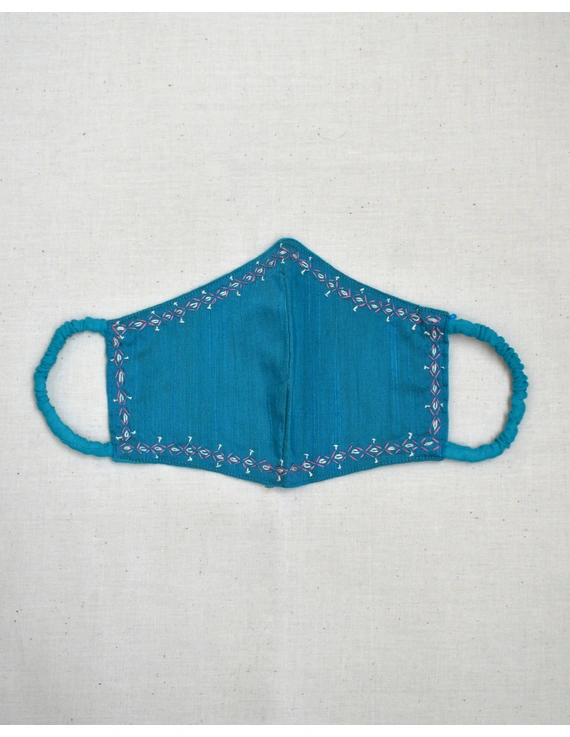 Hand embroidered silk masks : DM-Blue-2