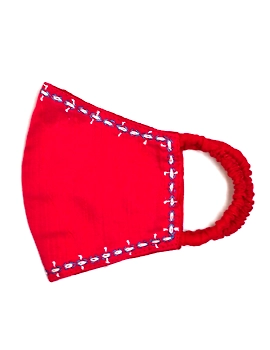 Hand embroidered silk masks : DM-Red-1-sm
