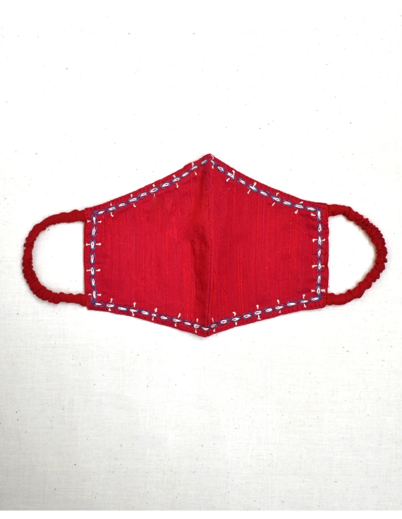 Hand embroidered silk masks : DM-Red-2
