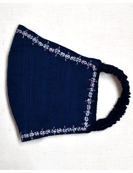 Hand embroidered silk masks : DM-Indigo-1-sm