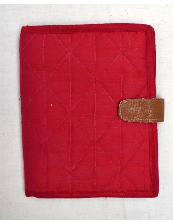 Red Silk covered handmade paper journal with reusable sleeve-STJ08-4