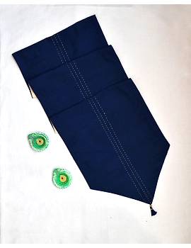 Indigo 'n' Beige Silk reversible festive table runner : HTR15-1-sm