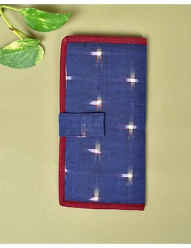 Blue ikat and jute ladies wallet: WLL06D-4-sm