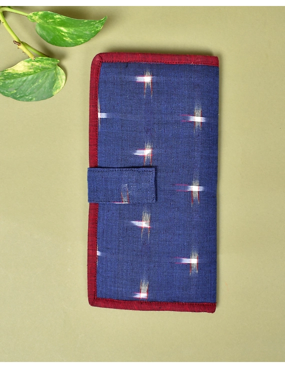 Blue ikat and jute ladies wallet: WLL06D-4