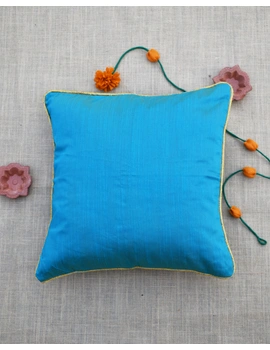 Blue Silk cushion cover with golden border : HCC42-2-sm
