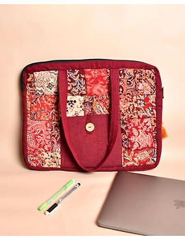 Patchwork quilted laptop bag - maroon : LBP02-1-sm