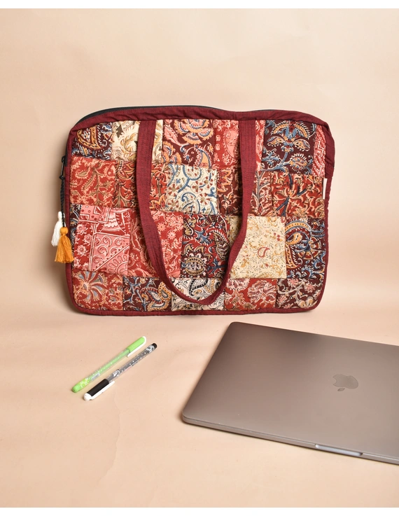 Patchwork quilted laptop bag - maroon : LBP02-LBP02