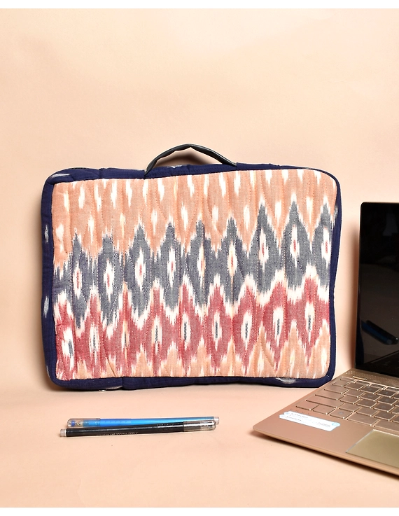 &quot;Samarth&quot; laptop Sleeves In Earthy Brown Ikat Cotton : LBS05-2