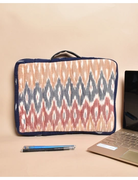 &quot;Samarth&quot; laptop Sleeves In Earthy Brown Ikat Cotton : LBS05-2-sm